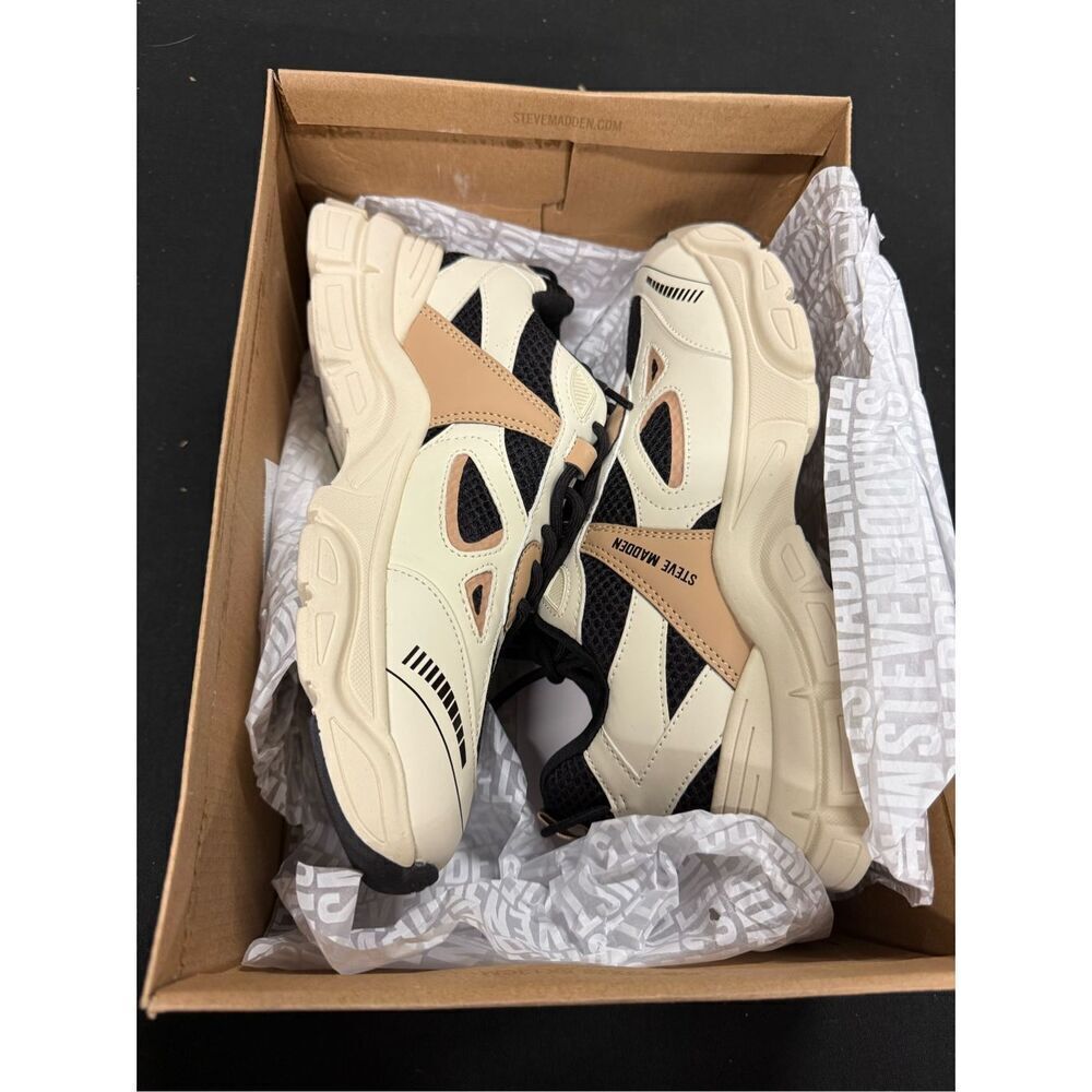 New Steve Madden Corydon Black Tan Chunky Sneakers 9.5